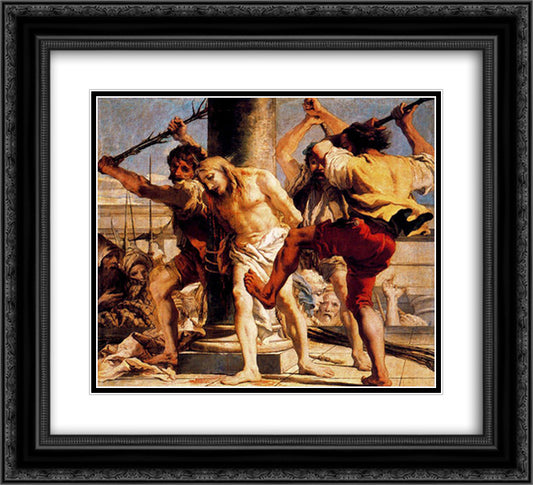 Flagellation 22x20 Black Ornate Wood Framed Art Print Poster with Double Matting by Tiepolo, Giovanni Domenico