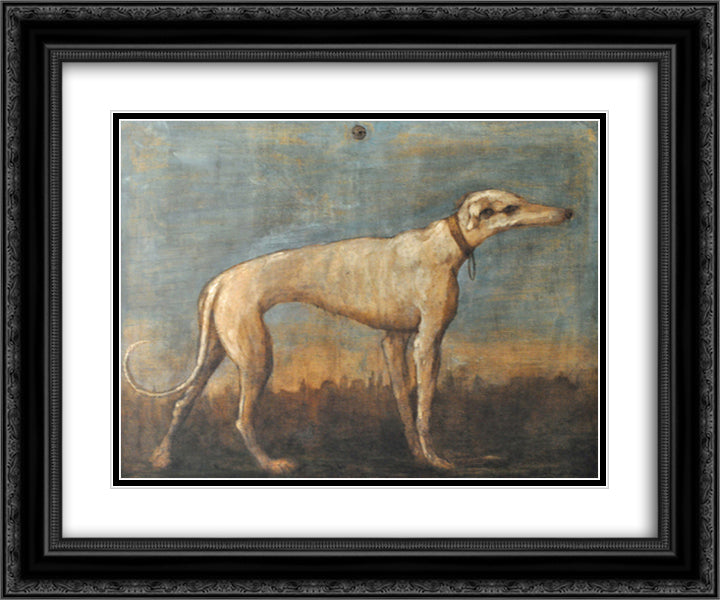 Greyhound 24x20 Black Ornate Wood Framed Art Print Poster with Double Matting by Tiepolo, Giovanni Domenico