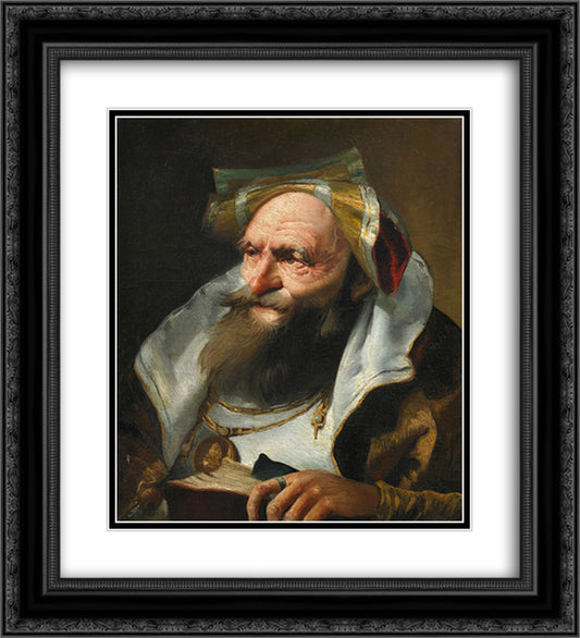 Head of a Scholar 20x22 Black Ornate Wood Framed Art Print Poster with Double Matting by Tiepolo, Giovanni Domenico