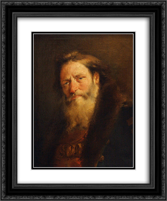 Head of an old man 20x24 Black Ornate Wood Framed Art Print Poster with Double Matting by Tiepolo, Giovanni Domenico