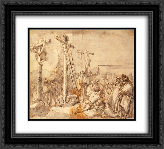 Lamentation at the Foot of the Cross 22x20 Black Ornate Wood Framed Art Print Poster with Double Matting by Tiepolo, Giovanni Domenico