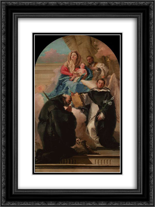 Madonna and Child with Three Saints 18x24 Black Ornate Wood Framed Art Print Poster with Double Matting by Tiepolo, Giovanni Domenico