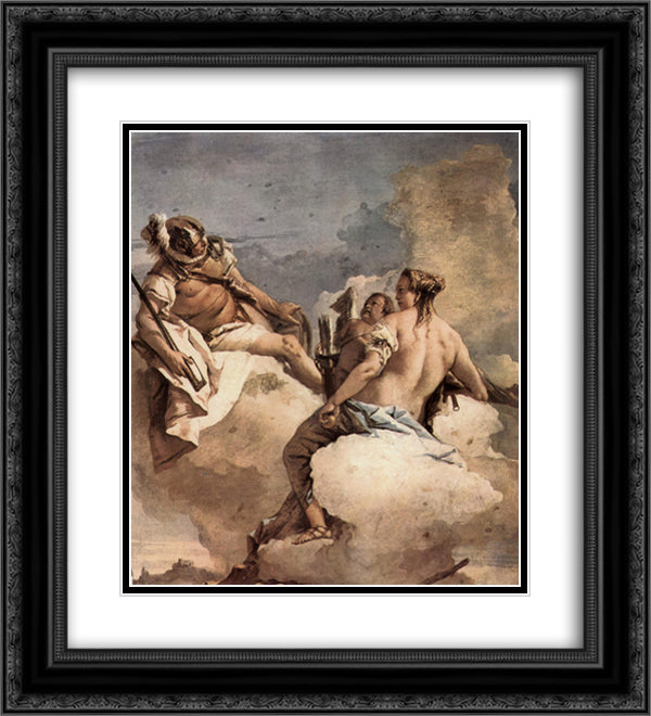 Mars, Venus and Cupid 20x22 Black Ornate Wood Framed Art Print Poster with Double Matting by Tiepolo, Giovanni Domenico