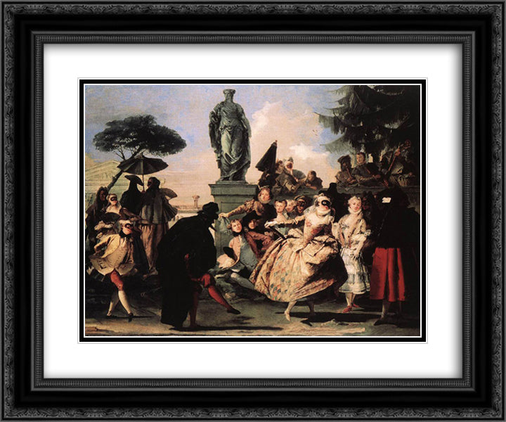 Minuet 24x20 Black Ornate Wood Framed Art Print Poster with Double Matting by Tiepolo, Giovanni Domenico