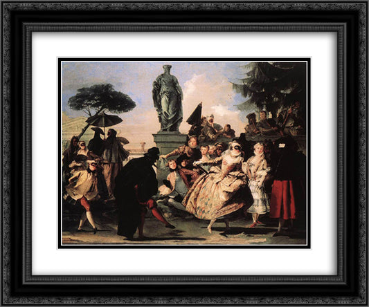 Minuet 24x20 Black Ornate Wood Framed Art Print Poster with Double Matting by Tiepolo, Giovanni Domenico