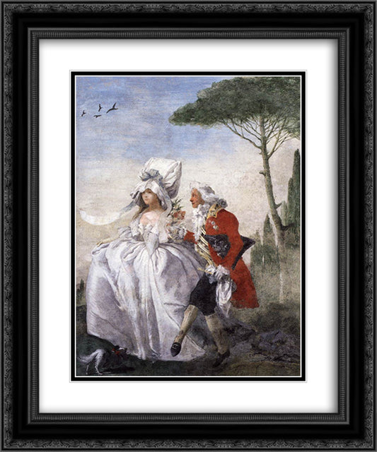 Minuet in Villa 20x24 Black Ornate Wood Framed Art Print Poster with Double Matting by Tiepolo, Giovanni Domenico