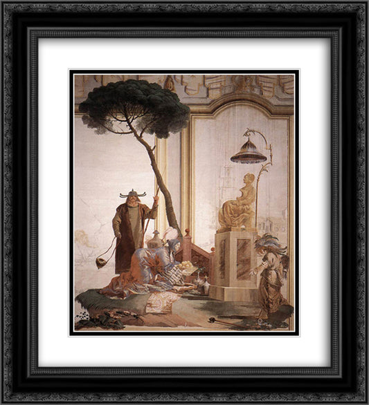 Offering of Fruits to Moon Goddess 20x22 Black Ornate Wood Framed Art Print Poster with Double Matting by Tiepolo, Giovanni Domenico