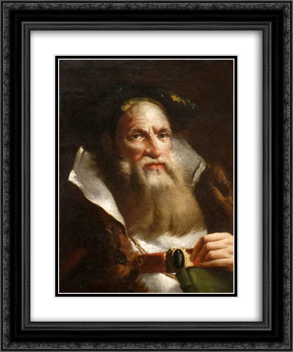 Portrait of an Oriental Philosopher 20x24 Black Ornate Wood Framed Art Print Poster with Double Matting by Tiepolo, Giovanni Domenico