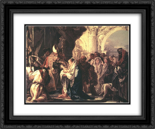 Presentation in the Temple 24x20 Black Ornate Wood Framed Art Print Poster with Double Matting by Tiepolo, Giovanni Domenico