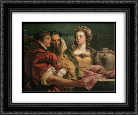 Rebecca at the Well 24x20 Black Ornate Wood Framed Art Print Poster with Double Matting by Tiepolo, Giovanni Domenico