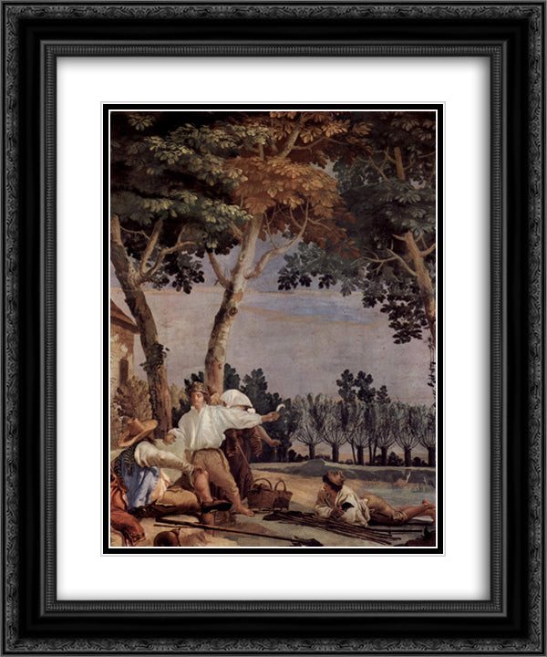 Rest of the farmers 20x24 Black Ornate Wood Framed Art Print Poster with Double Matting by Tiepolo, Giovanni Domenico