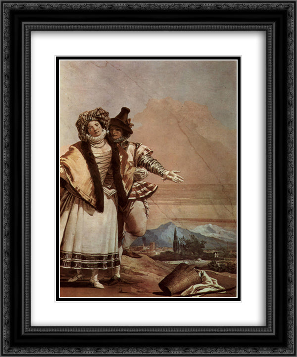 The Declaration of Love 20x24 Black Ornate Wood Framed Art Print Poster with Double Matting by Tiepolo, Giovanni Domenico