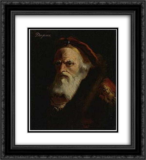 The head of an old man, inscribed Diogenes 20x22 Black Ornate Wood Framed Art Print Poster with Double Matting by Tiepolo, Giovanni Domenico