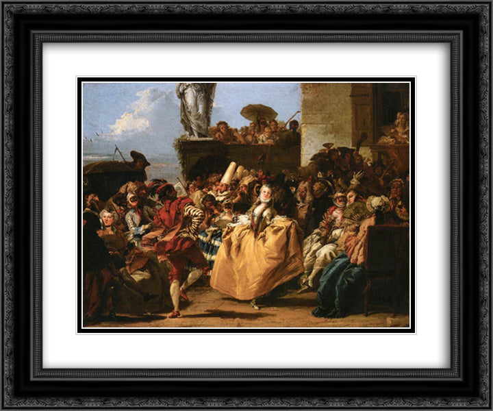 The Minuet or Carnival Scene 24x20 Black Ornate Wood Framed Art Print Poster with Double Matting by Tiepolo, Giovanni Domenico