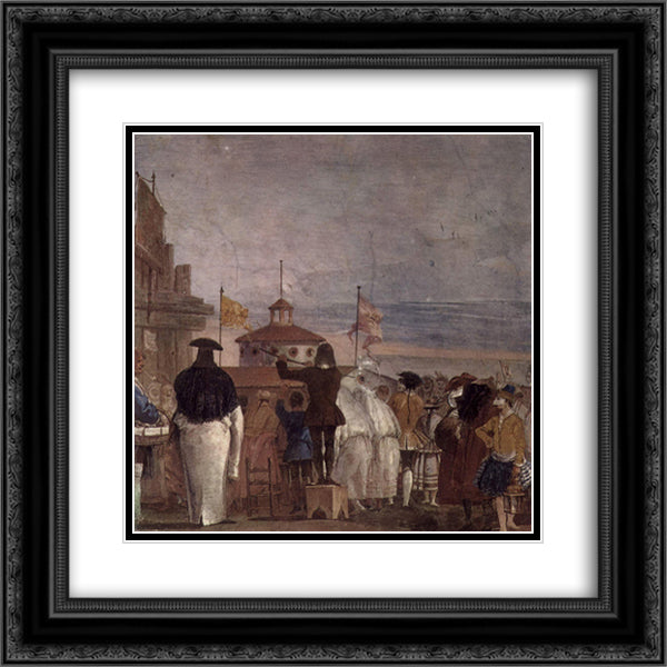 The New World, from the 'Foresteria' (Guesthouse) 20x20 Black Ornate Wood Framed Art Print Poster with Double Matting by Tiepolo, Giovanni Domenico