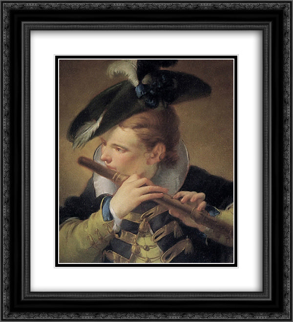 The Piper 20x22 Black Ornate Wood Framed Art Print Poster with Double Matting by Tiepolo, Giovanni Domenico