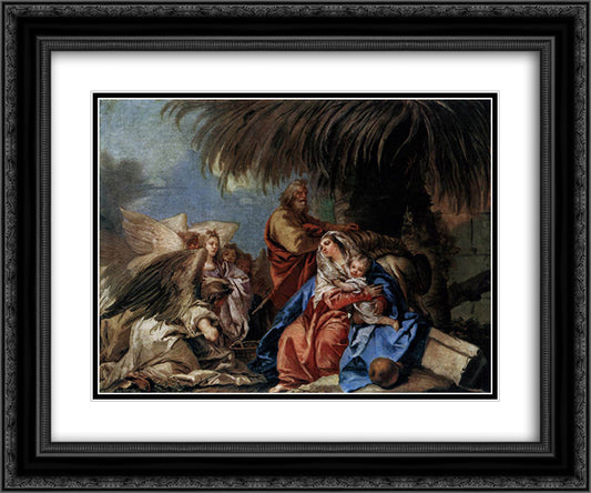 The Rest on the Flight to Egypt 24x20 Black Ornate Wood Framed Art Print Poster with Double Matting by Tiepolo, Giovanni Domenico