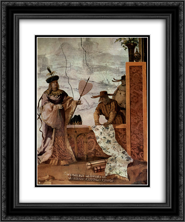 The Textile Merchant, from the Chinese Room in the Foresteria 20x24 Black Ornate Wood Framed Art Print Poster with Double Matting by Tiepolo, Giovanni Domenico