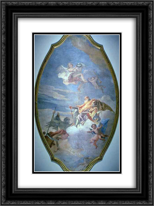 The Triumph of Valor over Time 18x24 Black Ornate Wood Framed Art Print Poster with Double Matting by Tiepolo, Giovanni Domenico