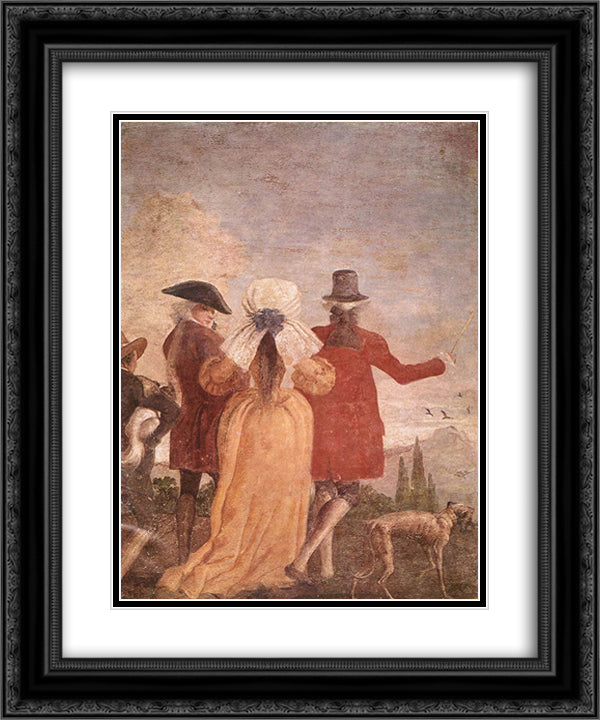 The Walk 20x24 Black Ornate Wood Framed Art Print Poster with Double Matting by Tiepolo, Giovanni Domenico