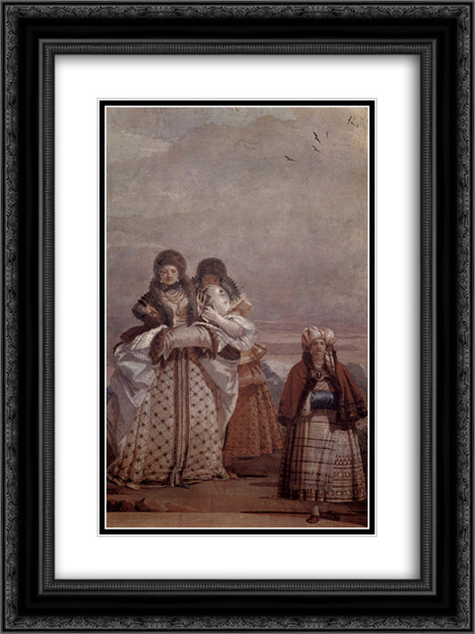 The Winter Walk, from the Room of the Gothic Pavilion, in the Foresteria 18x24 Black Ornate Wood Framed Art Print Poster with Double Matting by Tiepolo, Giovanni Domenico