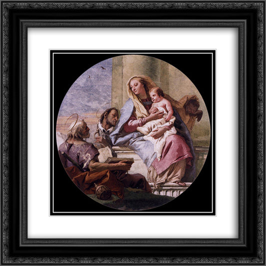 Virgin and Child with Saints 20x20 Black Ornate Wood Framed Art Print Poster with Double Matting by Tiepolo, Giovanni Domenico