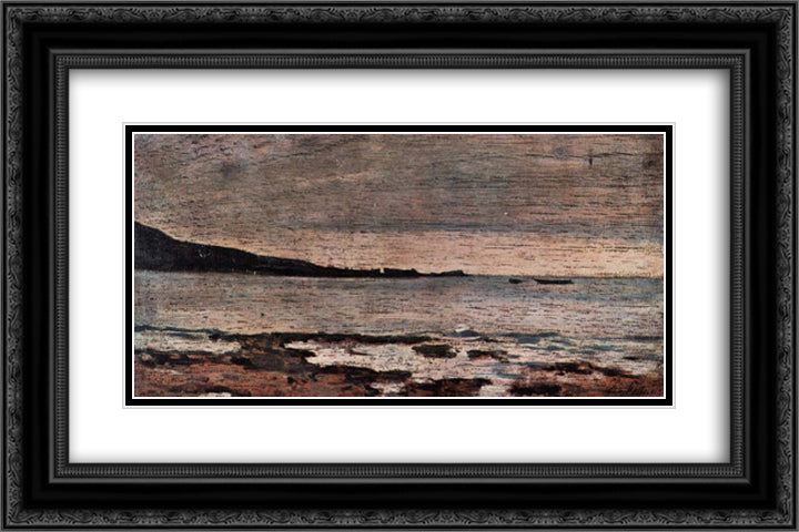 Bleifarbenes Meer 24x16 Black Ornate Wood Framed Art Print Poster with Double Matting by Fattori, Giovanni