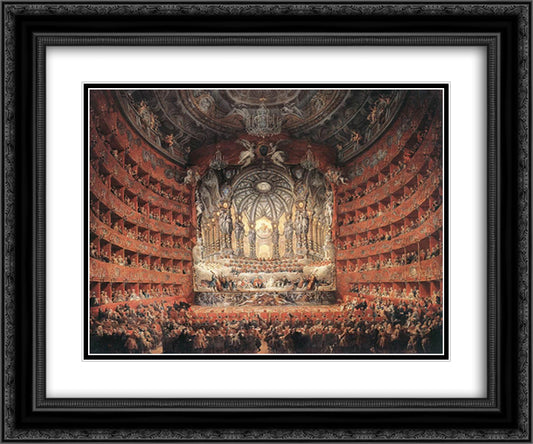 Musical Fete 24x20 Black Ornate Wood Framed Art Print Poster with Double Matting by Panini, Giovanni Paolo