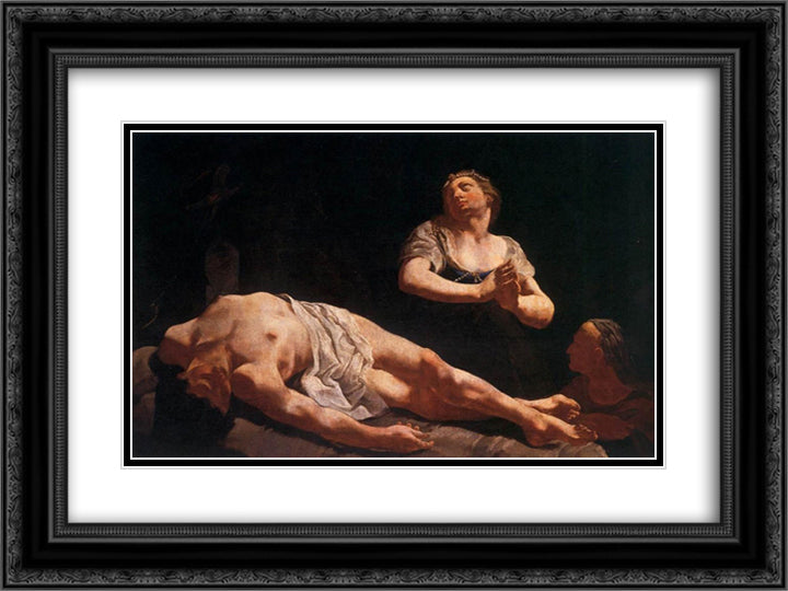 Judith and Holofernes 24x18 Black Ornate Wood Framed Art Print Poster with Double Matting by Lama, Giulia