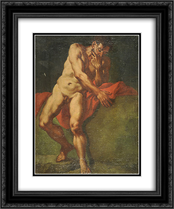 Nudo maschile 20x24 Black Ornate Wood Framed Art Print Poster with Double Matting by Lama, Giulia