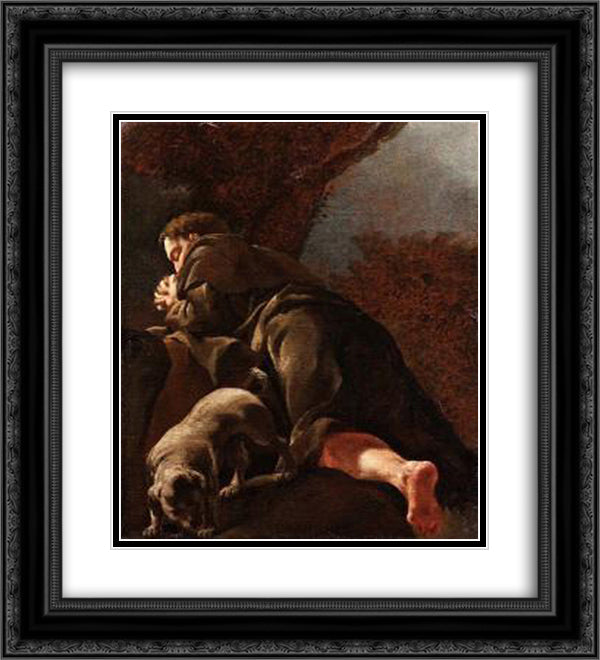 San Rocco In Preghiera 20x22 Black Ornate Wood Framed Art Print Poster with Double Matting by Lama, Giulia