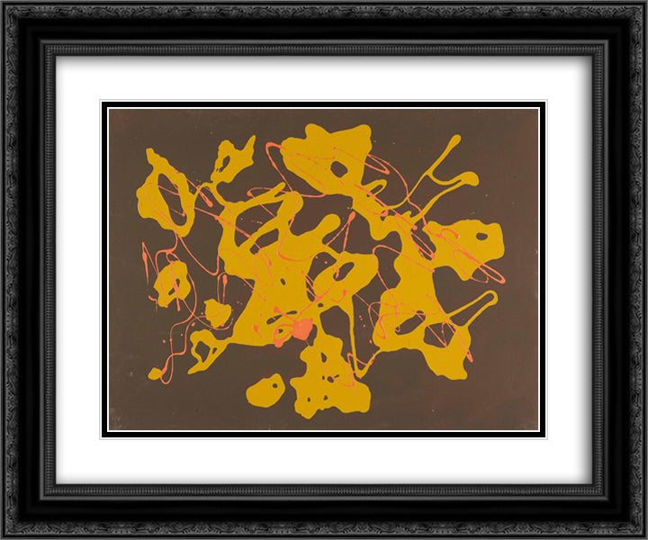 Arcipelaghi 24x20 Black Ornate Wood Framed Art Print Poster with Double Matting by Turcato, Giulio
