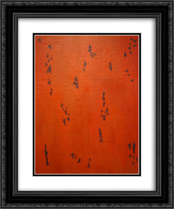 Composizione biologica 20x24 Black Ornate Wood Framed Art Print Poster with Double Matting by Turcato, Giulio