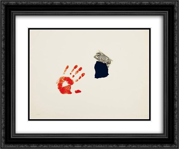 Impronte d'Artista 24x20 Black Ornate Wood Framed Art Print Poster with Double Matting by Turcato, Giulio
