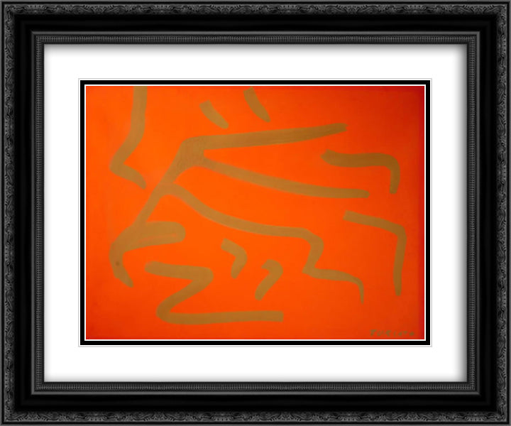 Untitled 24x20 Black Ornate Wood Framed Art Print Poster with Double Matting by Turcato, Giulio