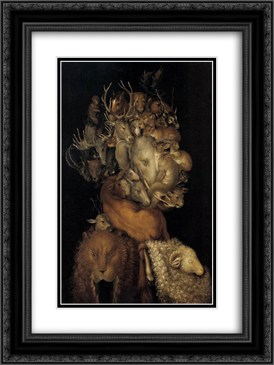 Earth 18x24 Black Ornate Wood Framed Art Print Poster with Double Matting by Arcimboldo, Giuseppe