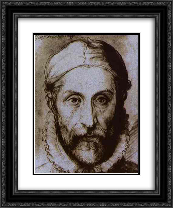 Self-Portrait 20x24 Black Ornate Wood Framed Art Print Poster with Double Matting by Arcimboldo, Giuseppe