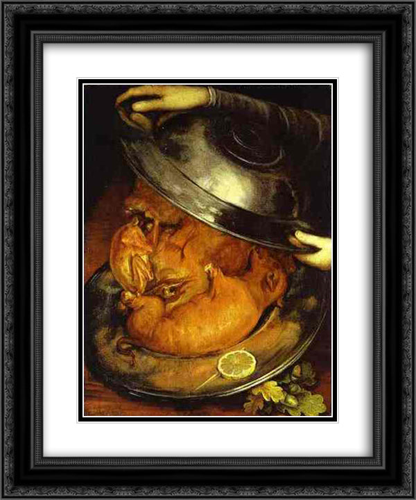 The Dinner 20x24 Black Ornate Wood Framed Art Print Poster with Double Matting by Arcimboldo, Giuseppe
