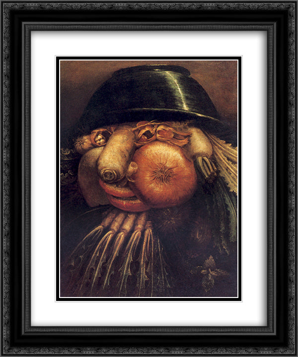 The Gardner 20x24 Black Ornate Wood Framed Art Print Poster with Double Matting by Arcimboldo, Giuseppe