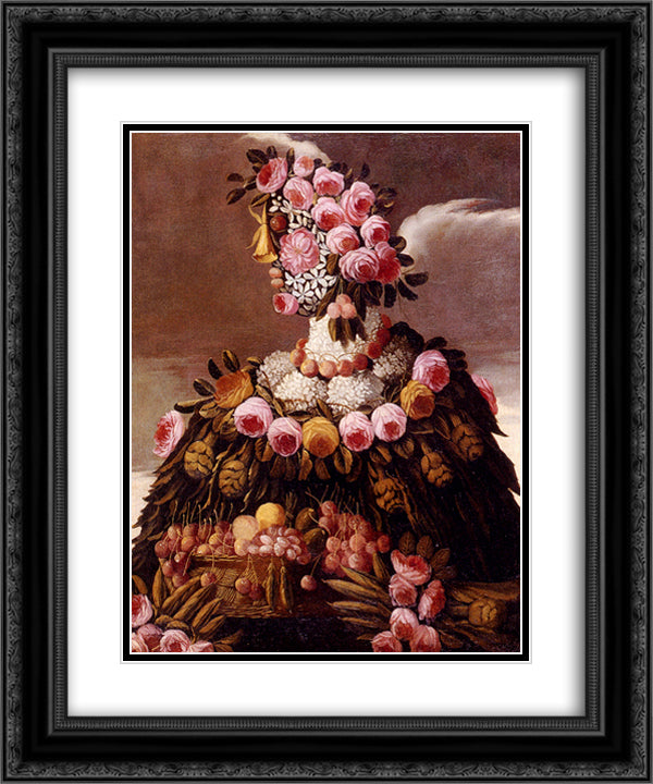 The Seasons 20x24 Black Ornate Wood Framed Art Print Poster with Double Matting by Arcimboldo, Giuseppe
