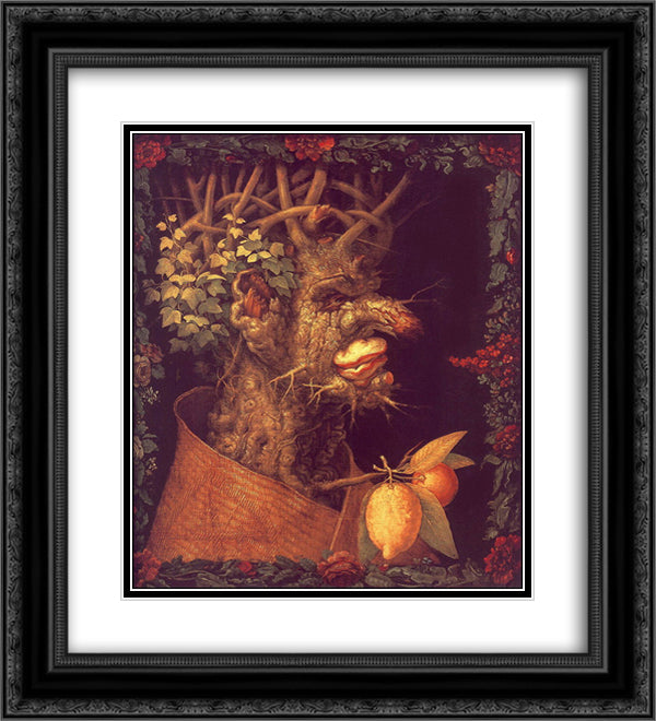 Winter 20x22 Black Ornate Wood Framed Art Print Poster with Double Matting by Arcimboldo, Giuseppe