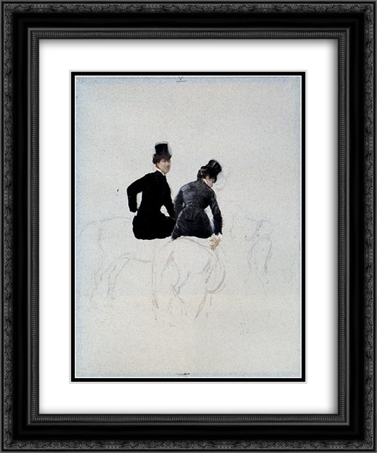 Amazzoni 20x24 Black Ornate Wood Framed Art Print Poster with Double Matting by Nittis, Giuseppe de