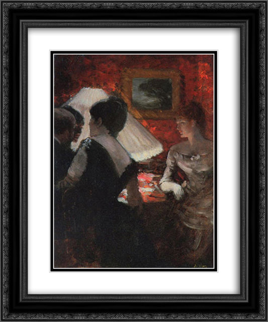 Around the Shade 20x24 Black Ornate Wood Framed Art Print Poster with Double Matting by Nittis, Giuseppe de