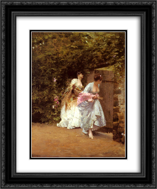 Back From Dance 20x24 Black Ornate Wood Framed Art Print Poster with Double Matting by Nittis, Giuseppe de