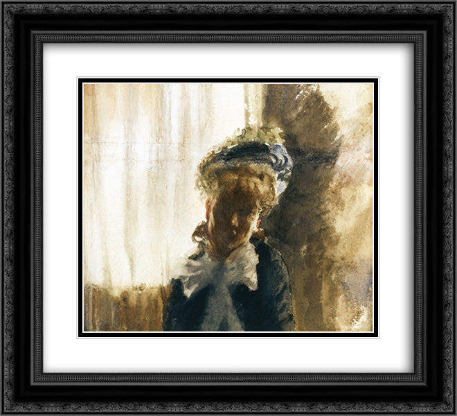 Face 22x20 Black Ornate Wood Framed Art Print Poster with Double Matting by Nittis, Giuseppe de