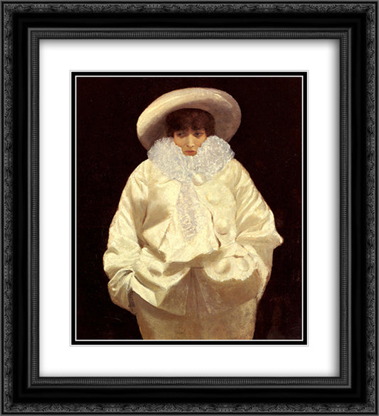 Sarah Bernhardt as Pierrot 20x22 Black Ornate Wood Framed Art Print Poster with Double Matting by Nittis, Giuseppe de