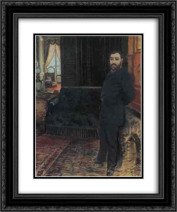 Self Portrait 20x24 Black Ornate Wood Framed Art Print Poster with Double Matting by Nittis, Giuseppe de