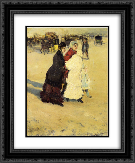The Nannys 20x24 Black Ornate Wood Framed Art Print Poster with Double Matting by Nittis, Giuseppe de