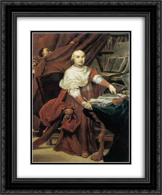 Cardinal Prospero Lambertini 20x24 Black Ornate Wood Framed Art Print Poster with Double Matting by Crespi, Giuseppe Maria