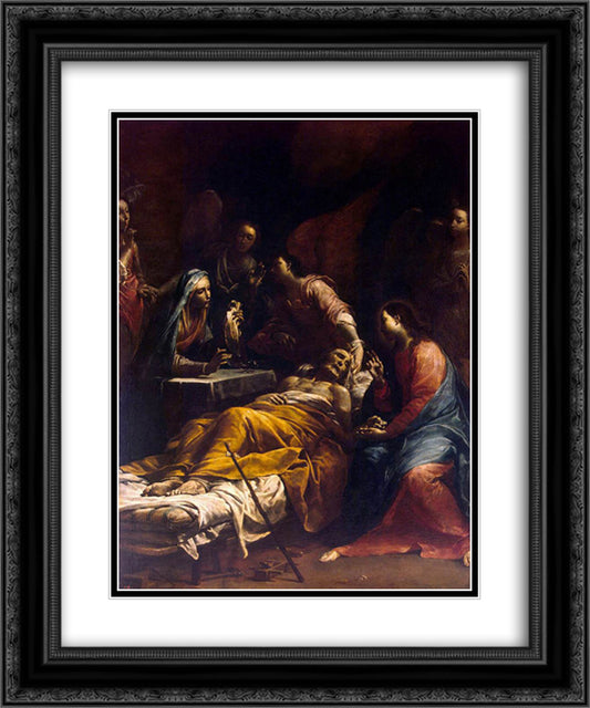 Death of Saint Joseph 20x24 Black Ornate Wood Framed Art Print Poster with Double Matting by Crespi, Giuseppe Maria